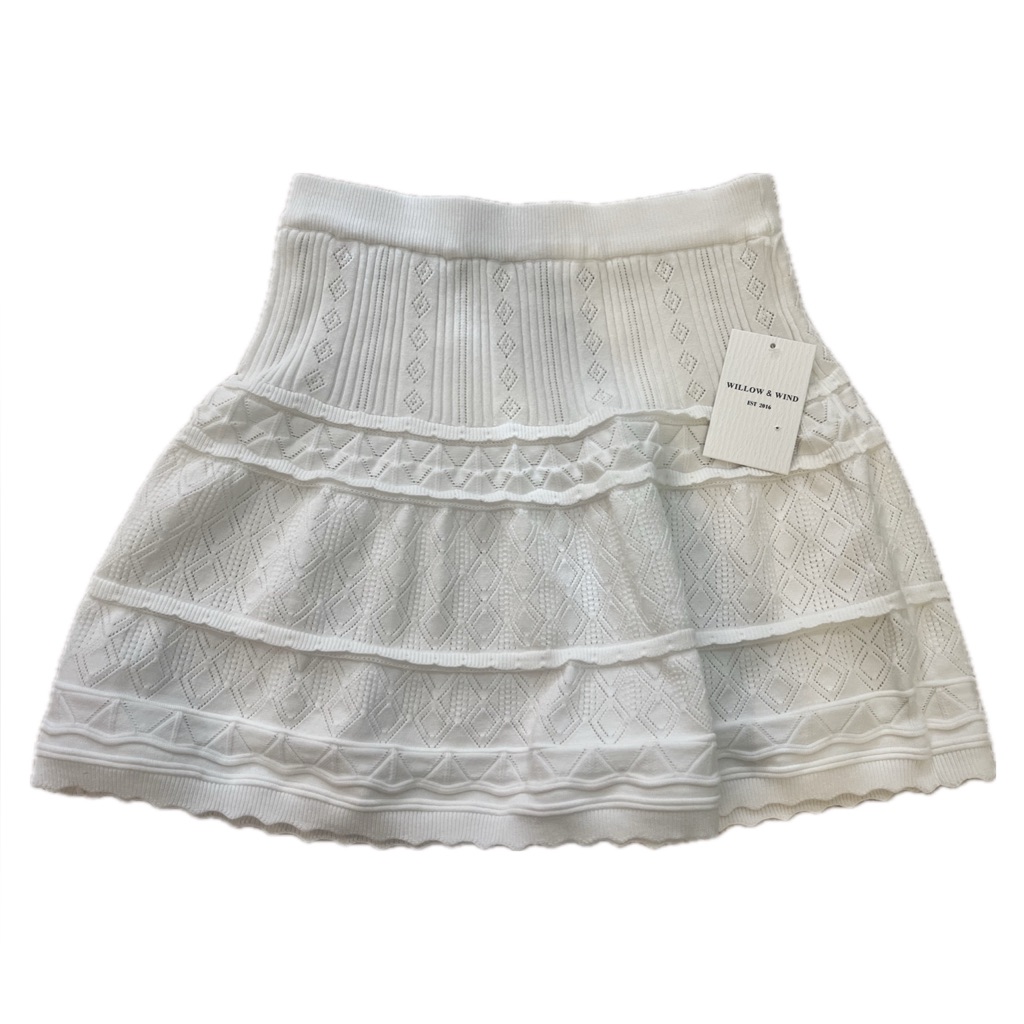 Willow And Wind White Knit Mini Skirt With Elastic Waist Size Large Nwt